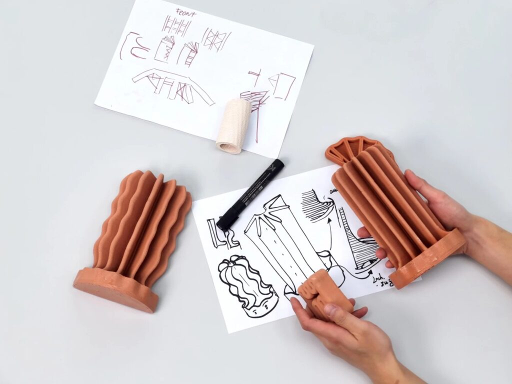 an image of the clay humidifier sketches and parts of the pieces