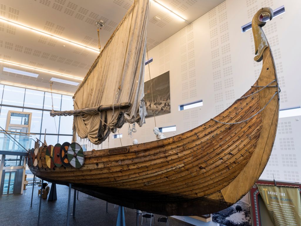 Vikingaheimar (Viking Wolrd). museum in Keflavik displaying a seaworthy replica of a magnificent Viking Ship called Islendingur.