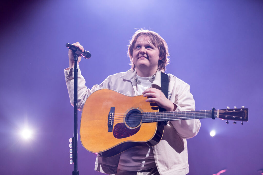 Lewis Capaldi performs on stage at The OVO Hydro on January 24, 2023 in Glasgow, Scotland.