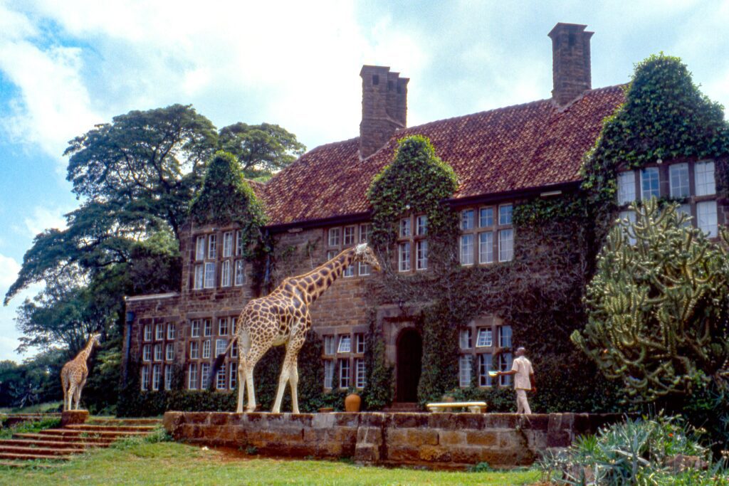 Nairobi, Giraffe Manor, the building with giraffes strolling nearby.