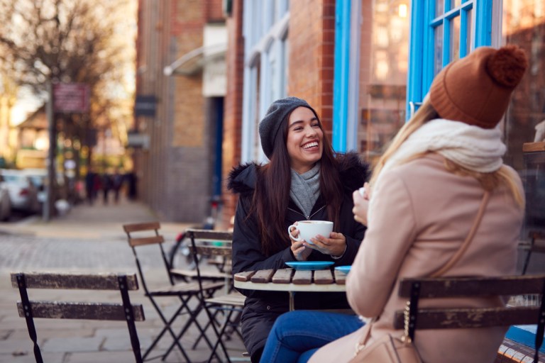 friends having coffee outside