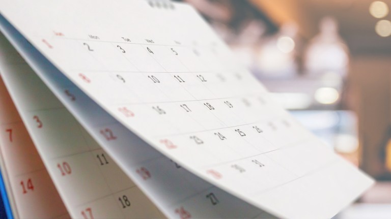 Close up white paper desk calendar