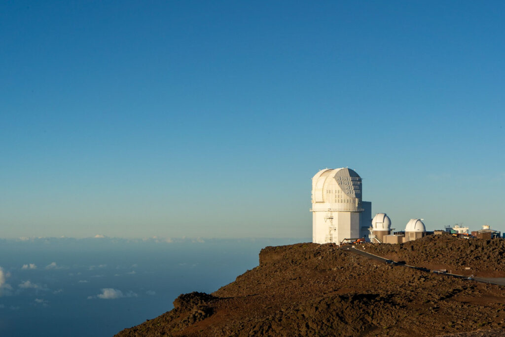 Closeup shot of the Daniel K. Inouye Solar Telescope on a hill in Maui County, Hawaii