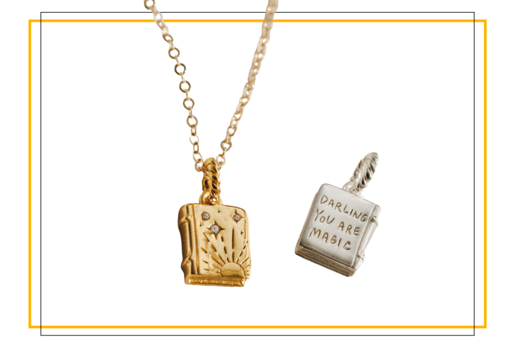 Book charm necklace